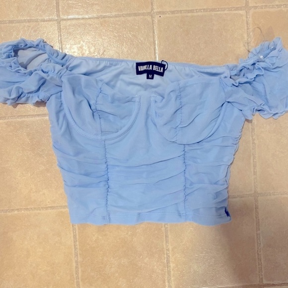 Vanilla Bella cropped blue top - Picture 3 of 3